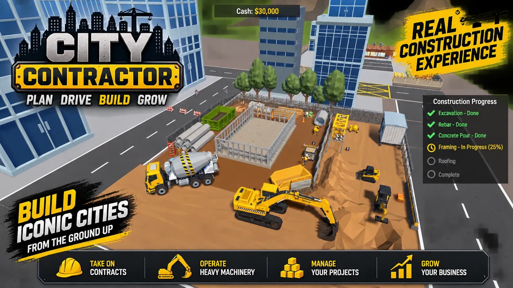 Top-down view of a site with the progress checklist